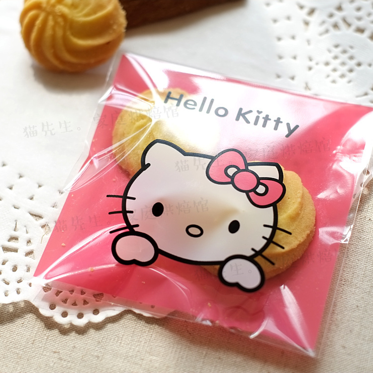 (100 pieces/lot) Hello Kitty Cookie Packaging Self Adhesive Bag Small