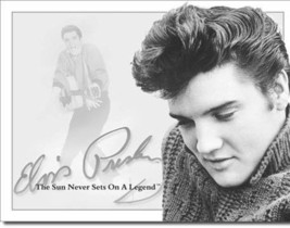 Elvis Presley The Sun Never Sets The King of Rock n Roll Musician Metal Sign - $19.95