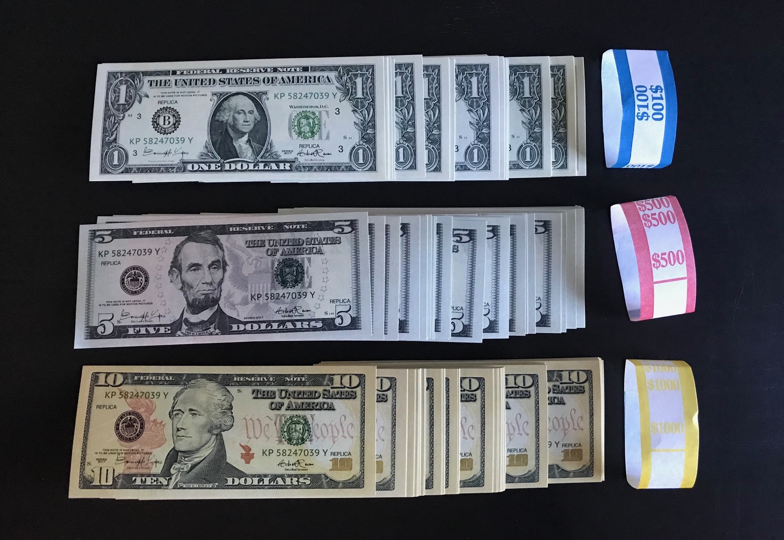 1.600 PROP MONEY REPLICA 10s 5s 1s New Style All full Print For movie
