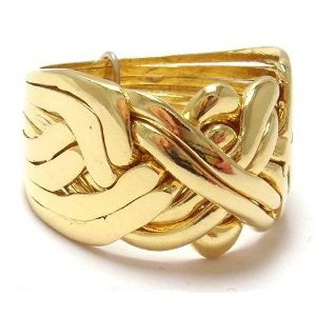 9k Yellow Gold 8 Band Turkish Puzzle Ring - Unisex Jewelry