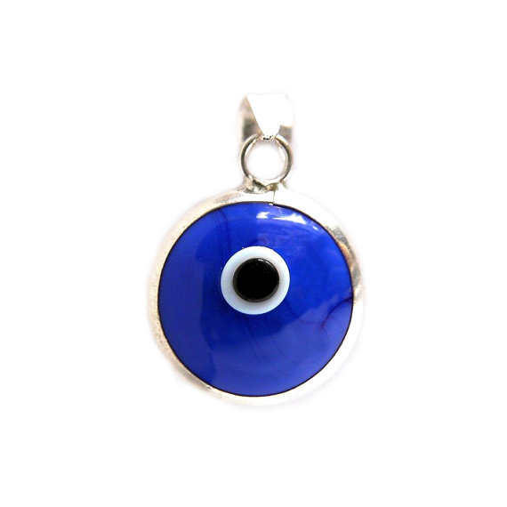 10 pcs 925k Sterling Silver Navy Blue Evil Eye Pendant