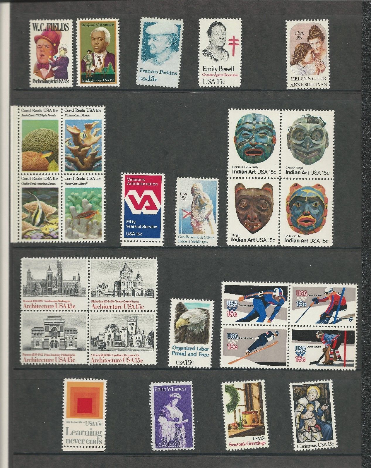 1980 Us Postal Service Mint Set Of Commemorative Postage Stamps In 