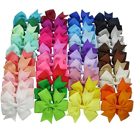 40Pcs 3 Baby Girls Grosgrain Ribbon Boutique Hair Bows For Teens Girls Toddlers
