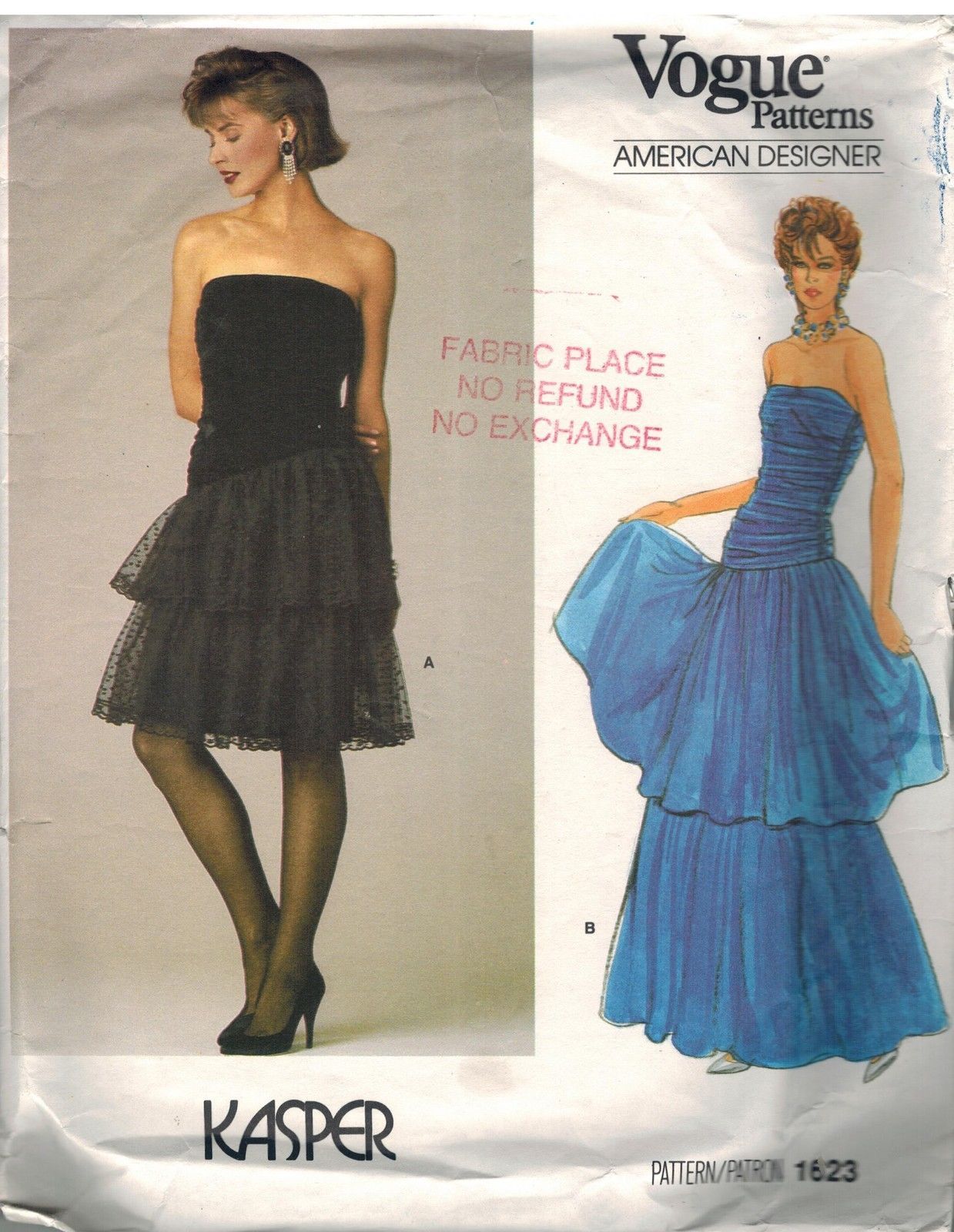 1623 Vintage Vogue Sewing Pattern Misses Strapless Evening Length Gown