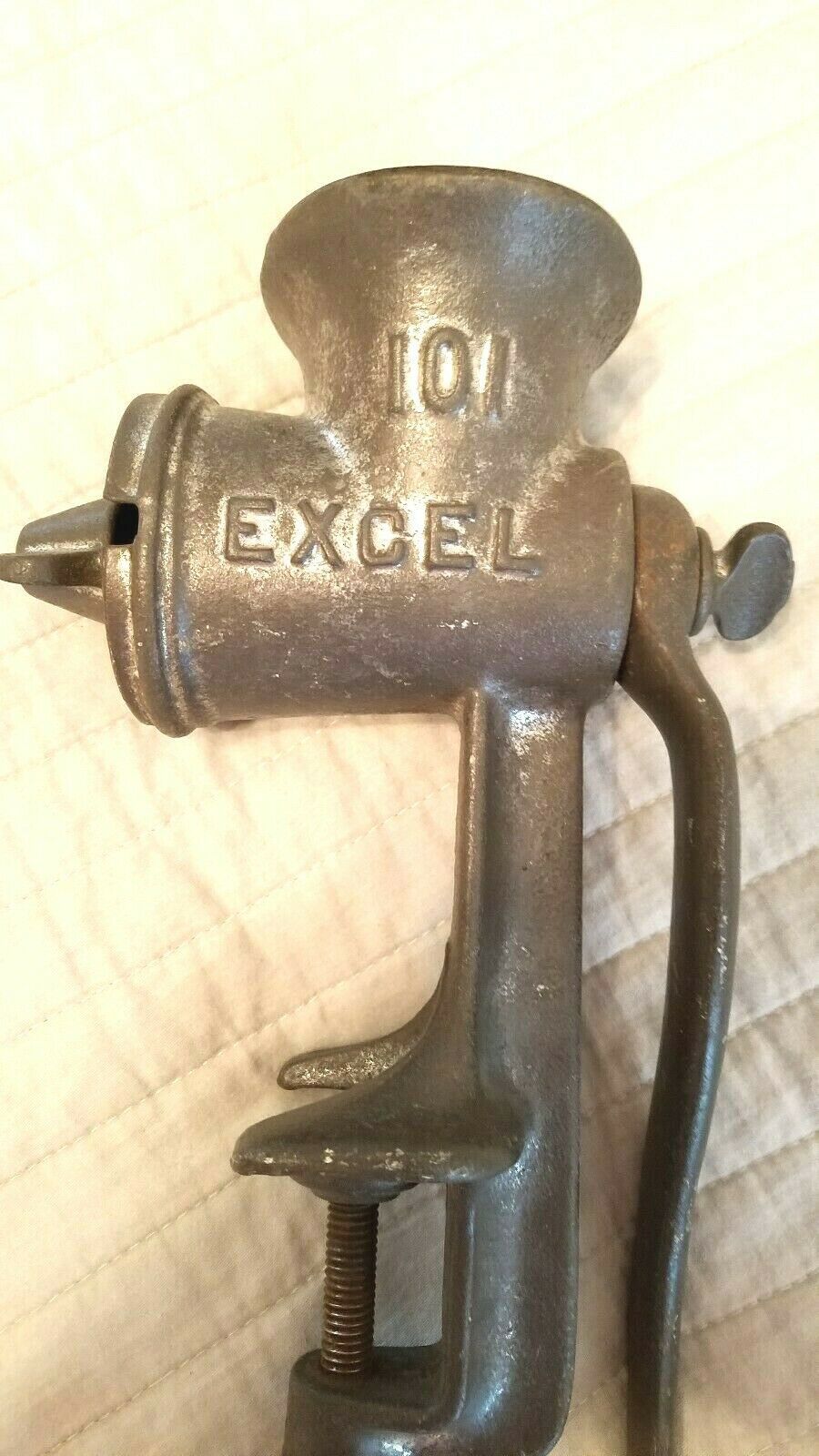 Vintage EXCEL 101 Meat Grinder Cast Iron Antique Made in USA 1940's
