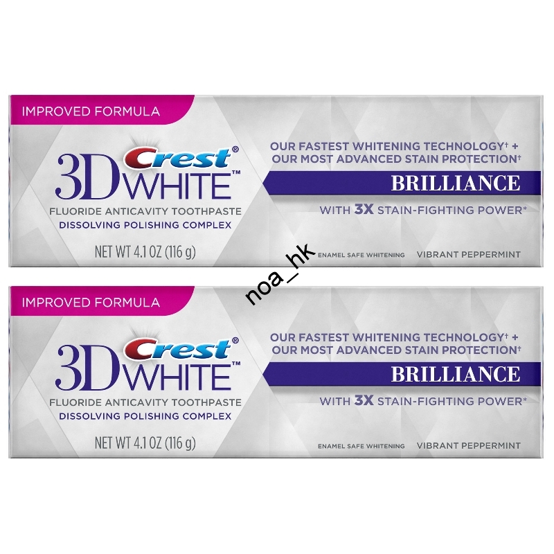 2X Crest 3D White Brilliance Enamel Safe Teeth Whitening Toothpaste