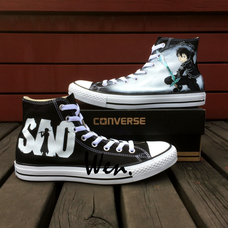 Anime Sneakers Converse All Star Sword Art Online SAO Design Hand Painted Shoes