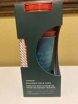 Starbucks 2019 Holiday Christmas Reusable Cold Cups 5 pack w/ Straws Brand New - $27.79