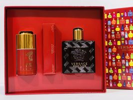 Versace Eros Flame Cologne 3.4 Oz Eau De Parfum Cologne Spray 3 Pcs Gift Set image 1