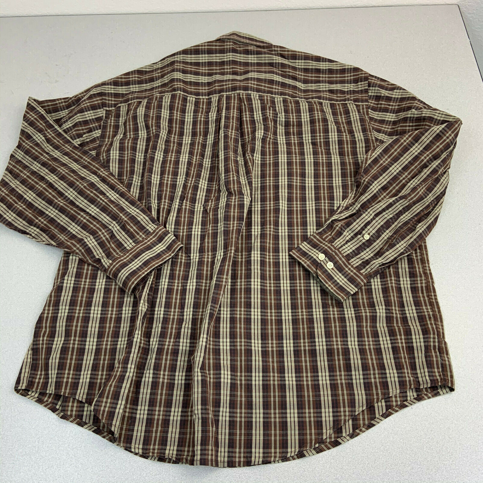 Puritan Wrinkle Resistant Button Up Shirt Mens 2XL Brown Plaid Long ...
