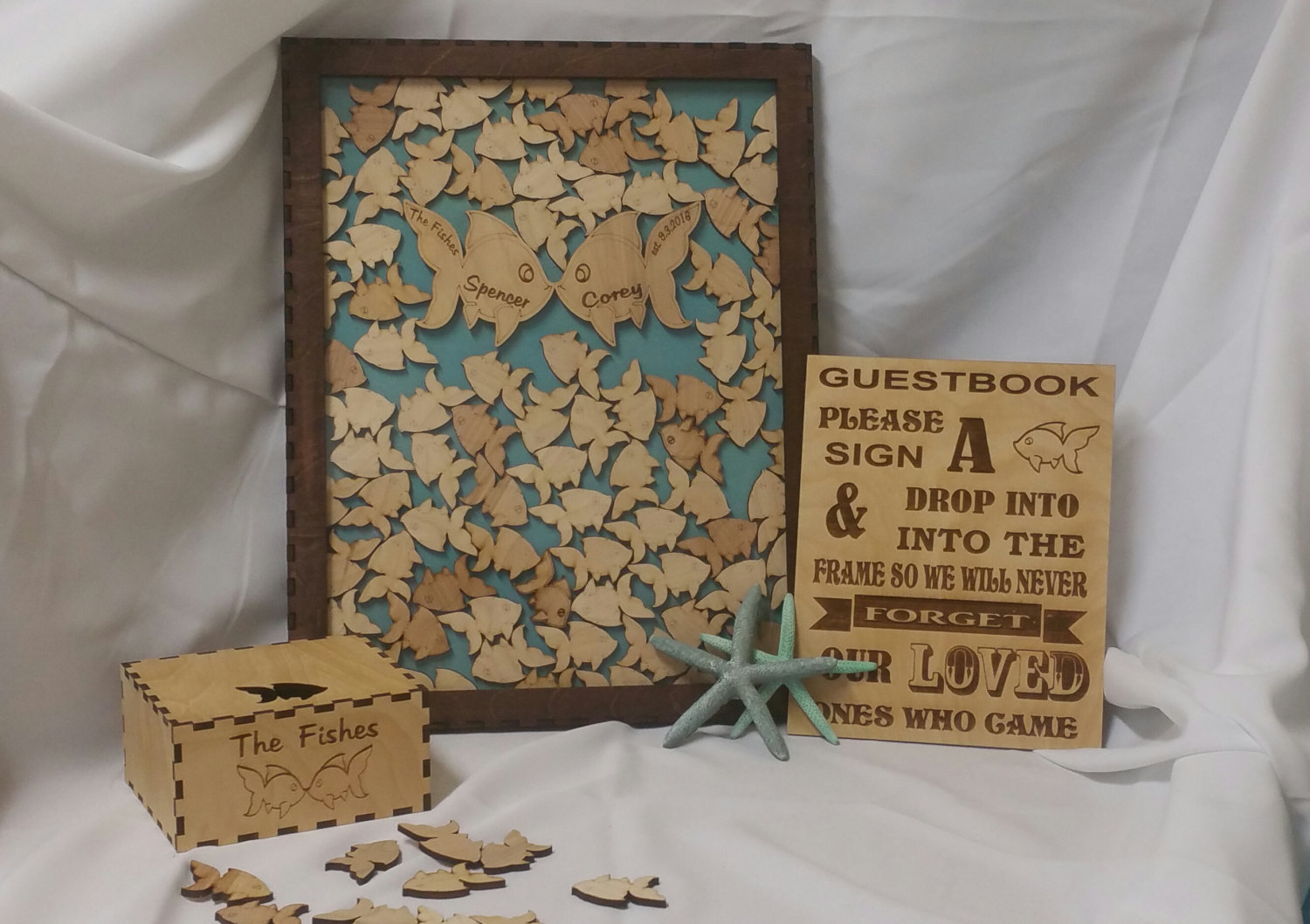 Wedding Guest Book Alternative Drop top Shadow Box (Nautical), unique