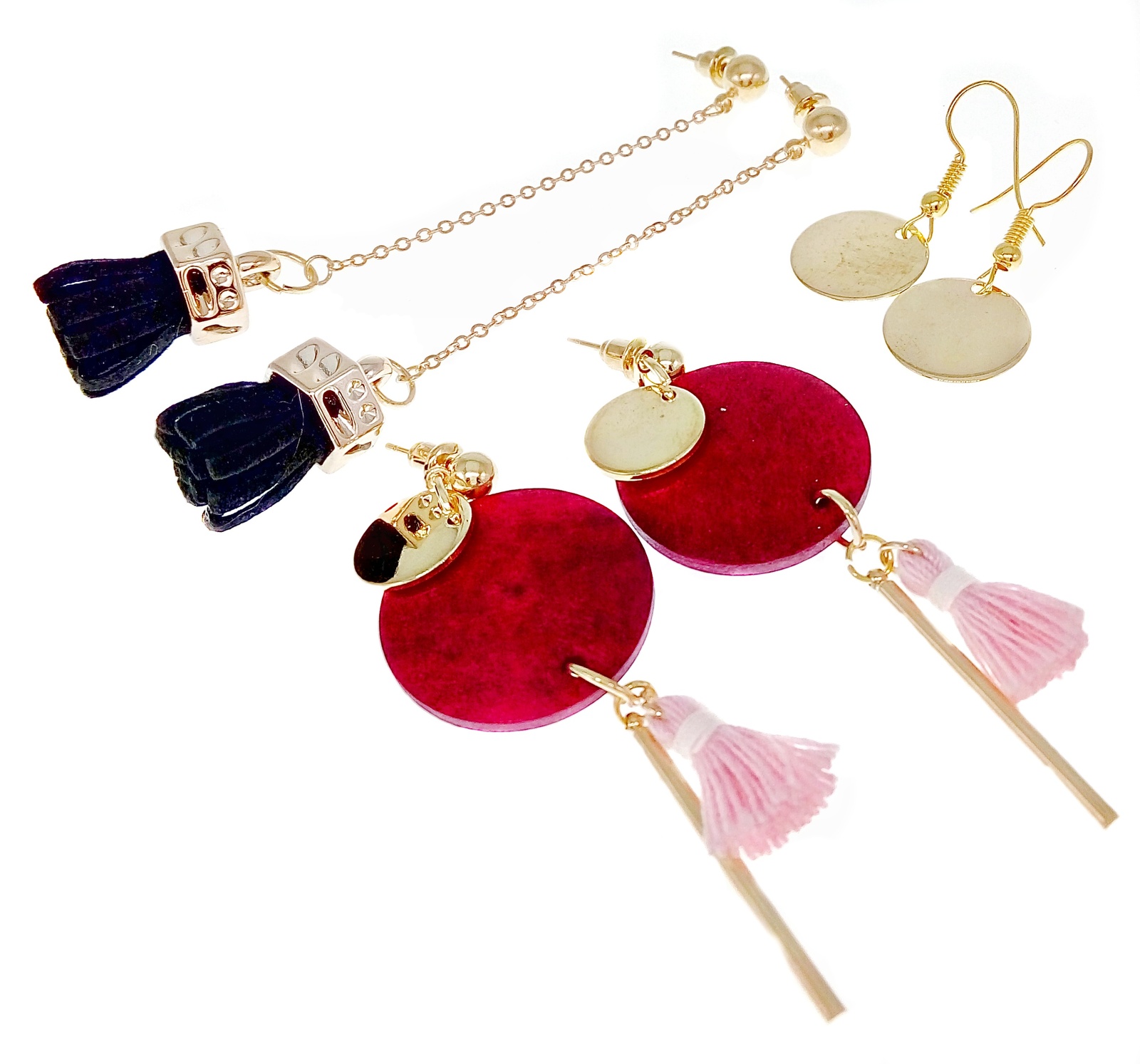 Fashion Jewelry Earrings Women Tassel Wood Geometric Hoop Bar Long Stud