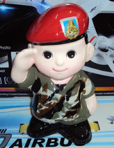 Commando Men Soldier Royal Thai Air Force Piggy Bank is made of plaster - $15.74
