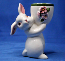 Avon Weiss Sunny Bunny 1981 Standing Rabbit Floral Candle Holder Ceramic... - $5.90