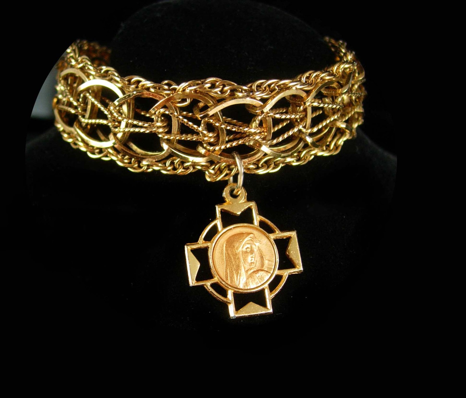 Gold filled Bracelet Religious bracelet vintage gold bracelet Virgin