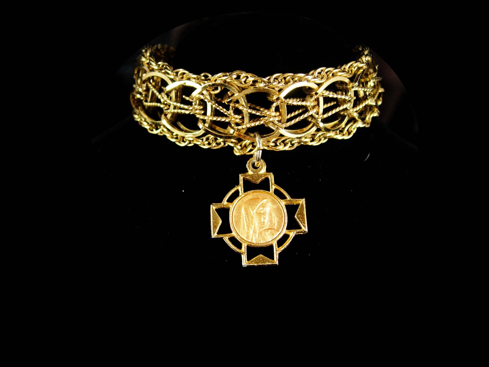 Gold filled Bracelet Religious bracelet vintage gold bracelet Virgin