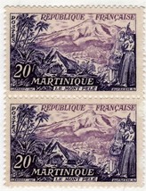 Stamps - Martinique Republic Francaise 20 f (2 Stamps) - $2.95