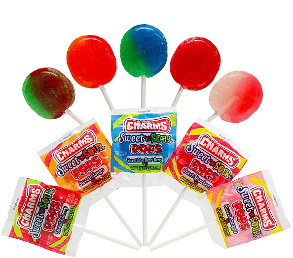 192 Charms Sweet & Sour Candy Assorted Two Flavor Lollipops - Hard 