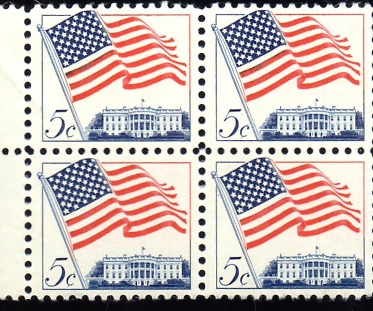 Stamps U. S. Postage Block of 4 Stamps 5 cent stamps (Flag