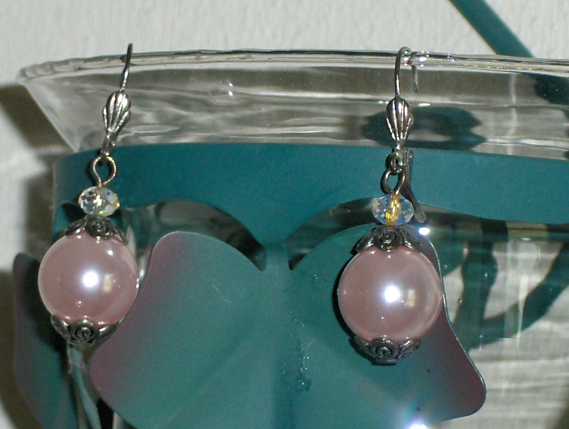 Pink Faux Pearl Earrings Earrings