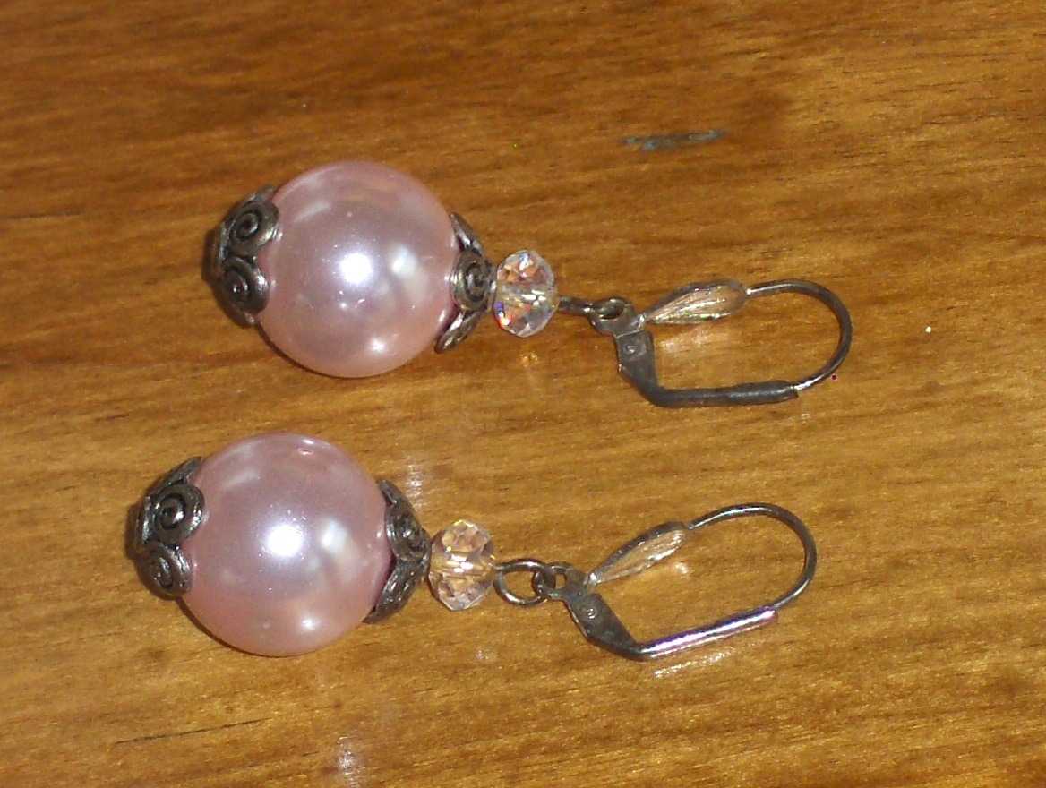 Pink Faux Pearl Earrings Earrings