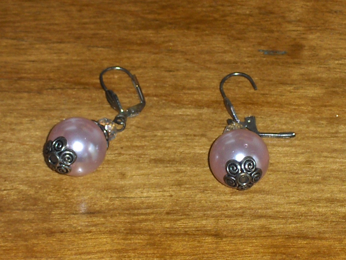 Pink Faux Pearl Earrings Earrings