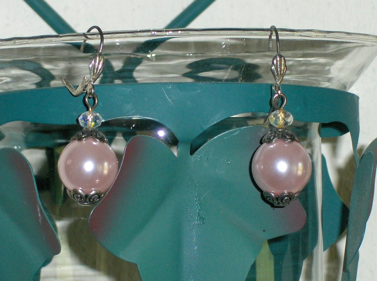 Pink Faux Pearl Earrings Earrings
