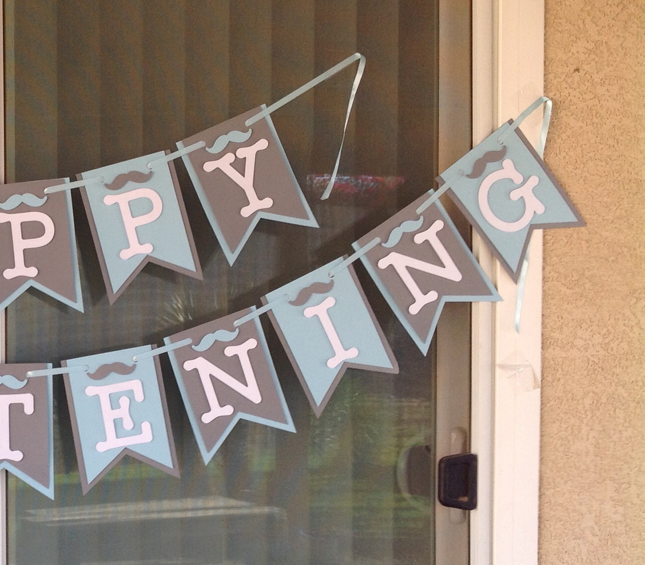 happy christening baptism moustache banner party supplies