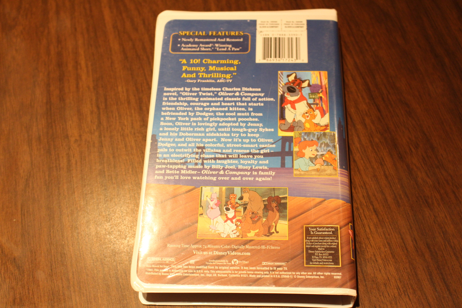 RARE Walt Disney Movie Oliver & Company Animated VHS Home Video Tape ...