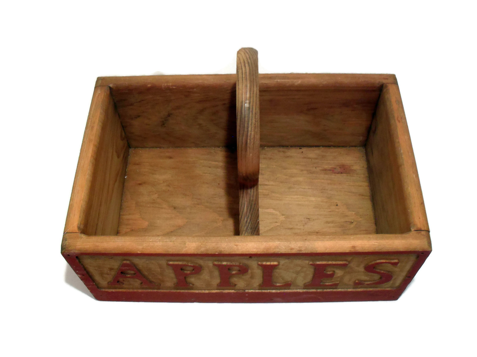 Wood Apple Basket Vintage Handmade Baskets