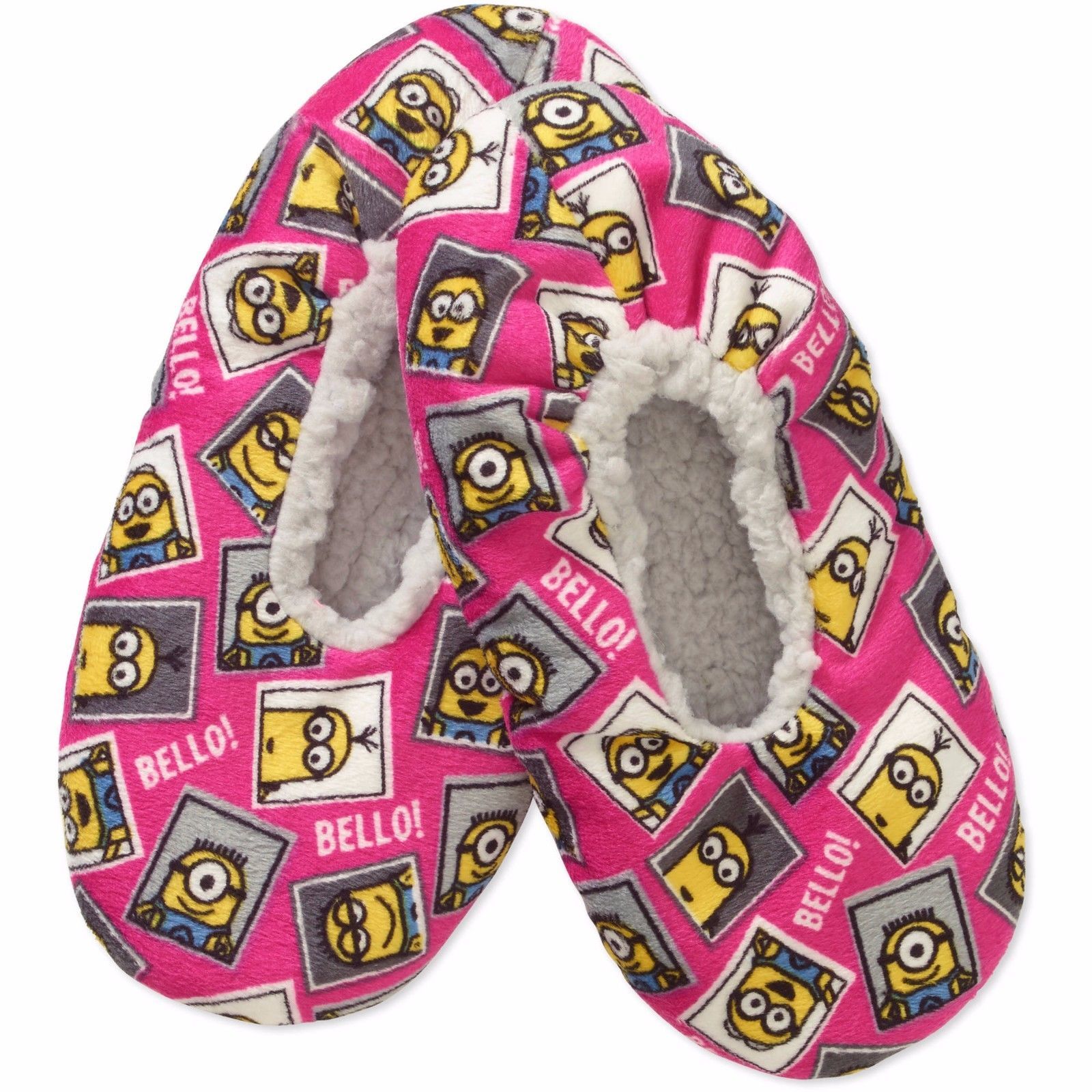 Image of Despicable Me Silky Suede Fuzzy Babba Minions Printed Slipper Socks, S/M