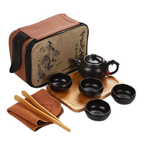 George Jimmy Kung Fu Tea Set Teapot Cups Tea Tray Clip Tea Mat with Portable Tra