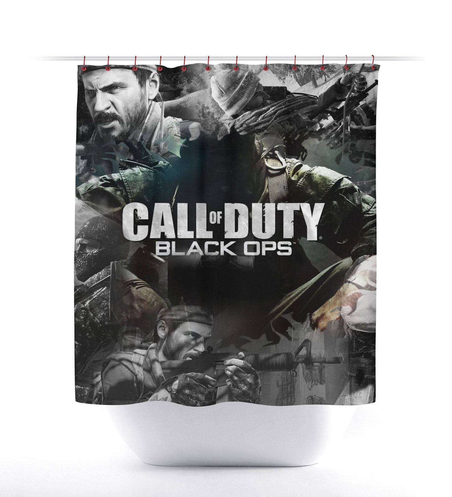 Call of Duty Black Ops Bath Room Shower Curtain Set Shower Curtains