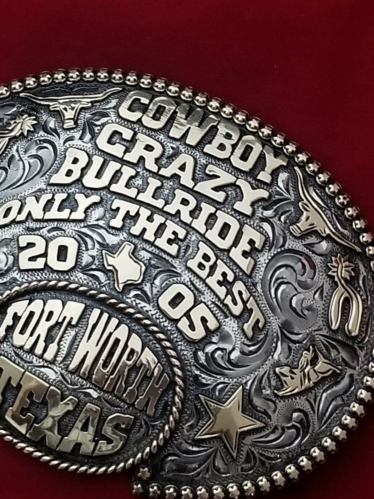 2005 RODEO TROPHY BELT BUCKLEFORT WORTH TEXAS BULL RIDE CHAMPION