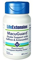 2 PACK Life Extension MacuGuard Ocular Support Astaxanthin saffron 60 gels image 2