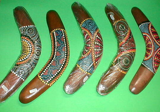 Emerald City Imports Boomerang aboriginal australia style painted wood decor 12 long handmade bali