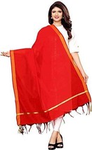 Women&#39;s Plain Bollywood Silk  Pure Cotton Dupatta Wear Party Red Color  - $16.99