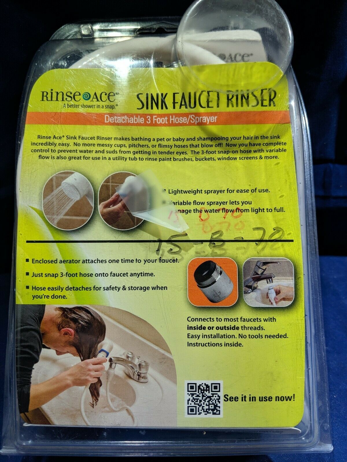 Rinse Ace 4304 Sink Faucet Rinser, Detachable 3' Hose/Sprayer Showerheads