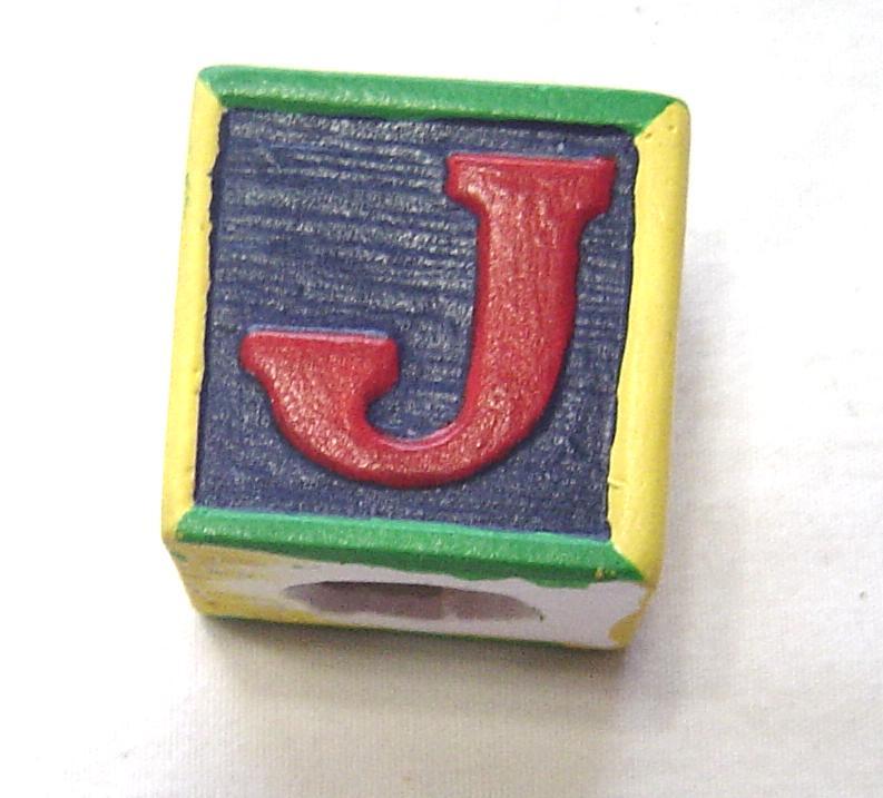 Primary image for  Miniature Ceramic Wooden Block Letter J 