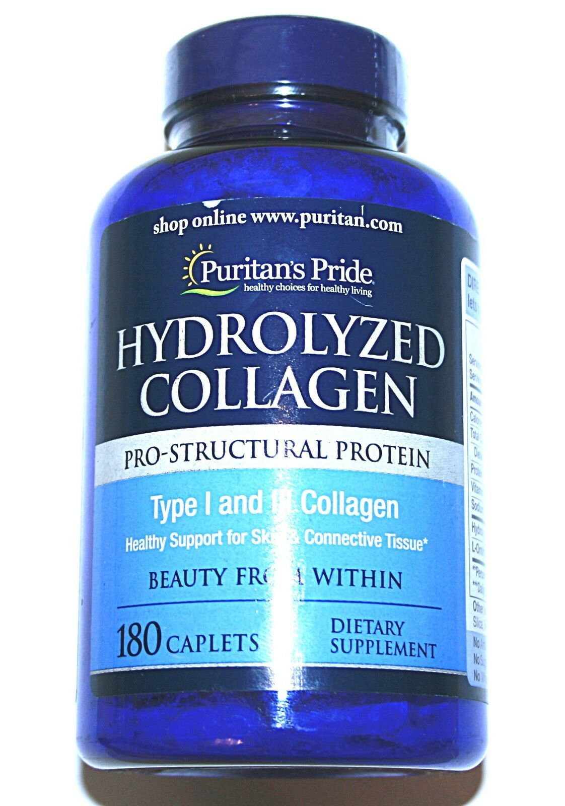 1000mg Hydrolyzed Collagen 180 Caplets Hair Skin Nail Care Anti-Aging Pill