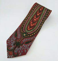 Giorgio Armani Cravatte Silk Tie Made in Italy Bold Paisley Red Burgundy... - $38.69