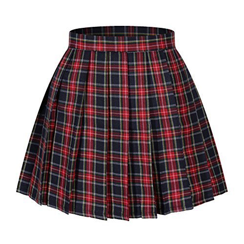 Beautifulfashionlife Girl`s Japan High Waist School Plaid Pleated Cotton Skirts