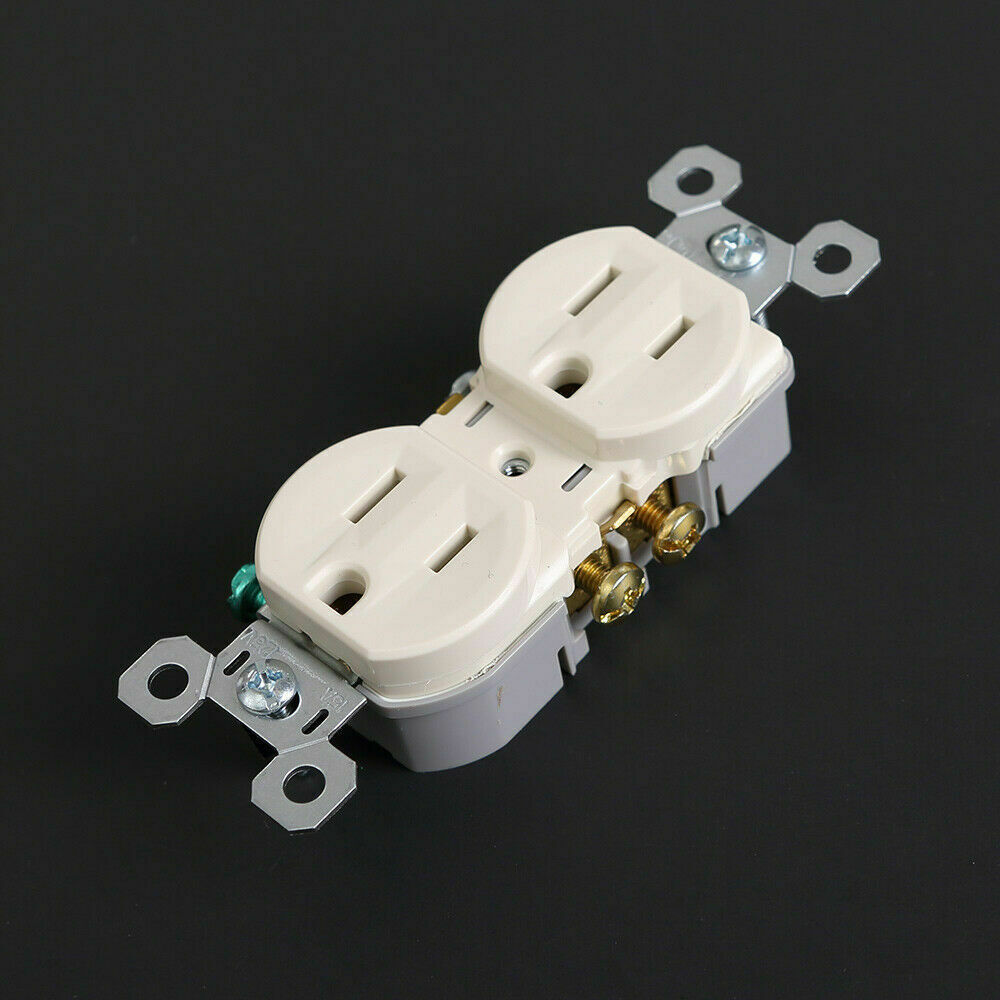 Leviton 15 Amp Residential Grade Grounding Duplex Outlet White Shallow