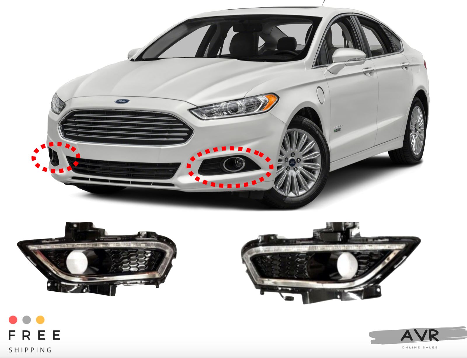 Fit For Ford Fusion 2013 2016 LED Daytime Running Lamp Running Fog ...