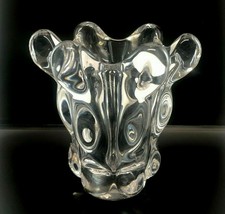 French Crystal ART VANNES Modernist Heavy Crystal CASCADE Glass Vase France - $193.05