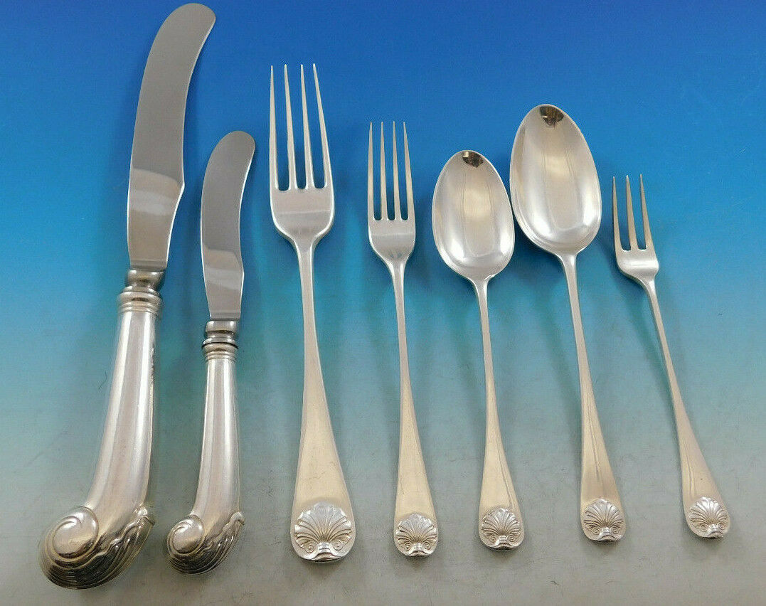 Primary image for Williamsburg Shell by Stieff Sterling Silver Flatware Set Service 84 pcs Dinner