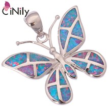 Rainbow Fire Opal Silver Plated Pendant Wholesale Retail Butterfly for Women Jew - $16.76