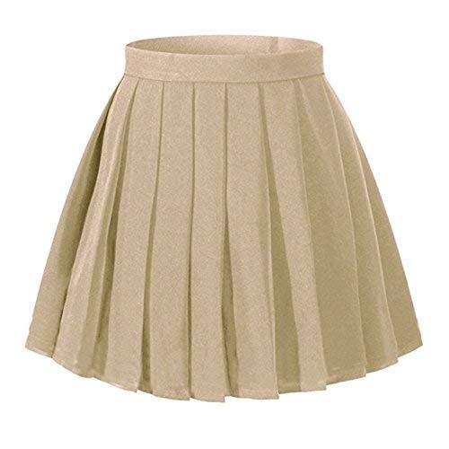 Girl`s Pleated A-line Skirt Fancy up Dress (XS,Khaki)