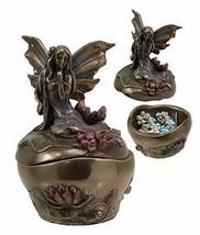 Ebros Art Nouveau Water Lily Fairy Small Trinket Decorative Jewelry Box 3&quot;H - $16.99