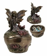 Ebros Art Nouveau Water Lily Fairy Small Trinket Decorative Jewelry Box 3&quot;H - $16.99